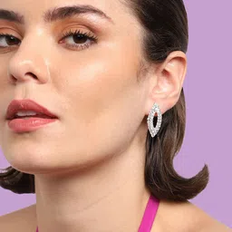 SOHI Silver-Plated Stone-Studded Studs Earrings-image-40