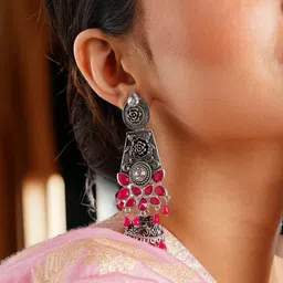 Anouk Silver-Plated Dome Shaped Drop Earrings image 3