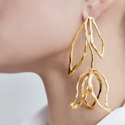 Yellow Chimes Contemporary Leaflet Designed Drop Earrings Studs Earrings image 5
