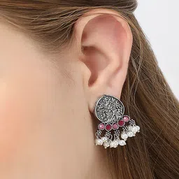 OOMPH Artificial Stones Studded & Beads Beaded Drop Earrings image 5