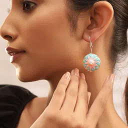 Rubans Rhodium-Plated Circular Drop Earrings image 3