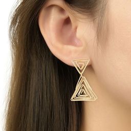I Jewels Gold Plated Triangle Shape Drop Earrings image 3