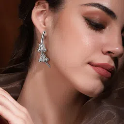 Rubans Silver-Plated Geometric Drop Earrings-1