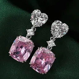 Jewels Galaxy Silver-Plated American Diamond-Studded Heart Shaped Drop Earrings image 4