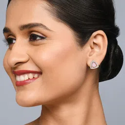 Fida Silver-Plated Triangular Studs Earrings image 2