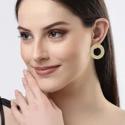 NVR Gold-Plated Circular Drop Earrings-16