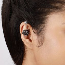 Sangria Set of 2 Silver-Plated Floral Ear Cuff Earrings-picture-27