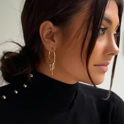 PRIVIU Gold-Plated Circular Half Hoop Earrings image 2