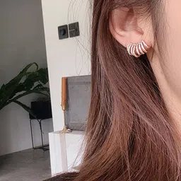 VAGHBHATT 92.6 Stainless Steel Gold-Plated Artificial Stones Studded Ear Cuff image 4