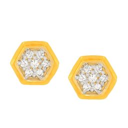 BHIMA Jewels 22K Hallmark 916 Purity Yellow Gold Hexagon Stone Stud-50
