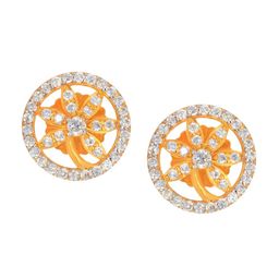 BHIMA 22K Hallmark 916 Purity Yellow Gold Floral White Stone Stud-image-35