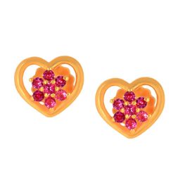 BHIMA 22K Hallmark 916 Purity Yellow Gold Floral Heart Stud-27