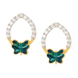 BHIMA 22K Hallmark 916 Purity Yellow Gold Butterfly Stud With Stones-image-46