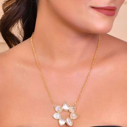 VOJ Gold-Plated Stainless Steel Stone-Studded Pendant Set-image-20