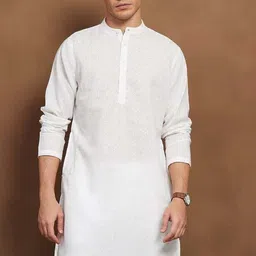 melange by lifestyle Men Embroidered Viscose Rayon Straight Kurta-picture-3