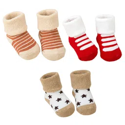 SYGA Infant Kids Pack Of 3 Patterned Pure Cotton Stretchable Ankle-Length Socks-44