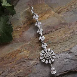 SOHI Silver-Toned & White AD-Studded Maang Tikka-13