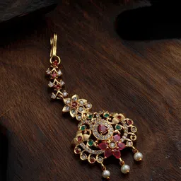 Jazz and Sizzle Gold-Plated American Diamond-Studded & Beaded Maang Tikka-51