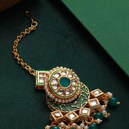 Priyaasi Gold-Plated Kundan-Studded & Pearl Beaded Maang Tikka-45
