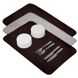 Kuber Industries Brown & Grey 3 Pieces Self-Designed Rectangular Dish Dry Mat image 2