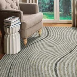 saraswatii global Grey & Brown Geometric-Printed Hand Tufted Rectangular Carpet image 1