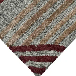 saraswatii global Grey & Brown Geometric-Printed Hand Tufted Rectangular Carpet image 4