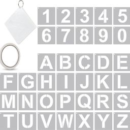 Letter Stencils and Number Templates, 36 Pcs Alphabet Art Craft Stencils Letter Stencils for Painting on Wood, Wall, Fabric, Rock, Chalkboard, Signage, DIY Scho ol Art Projects (3 inch) Stencil-image-50