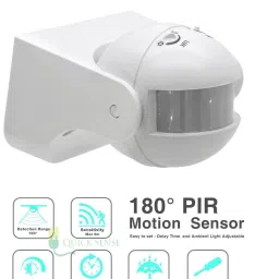 Divinext 2pc Combo 220v 180° Automatic Wall-Mount PIR Motion Sensor Switch With Light Sensor 180 Degree Plastic Wall Mounting Energy Saving Sensor Power Saving Switch LUX Adjustment PIR Motion Switch with Light SET OF 2 Wireless Sensor Security System image 4