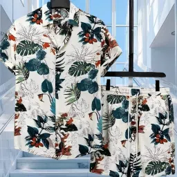 Men Night Suit Set Light Green Printed-image-23