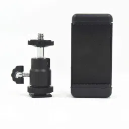 ZuriKrisha 1/4" Flash Hot Shoe Adapter Ball Head + Phone Holder Clip Bracket Holder Mount Rotating Flash Bracket-23