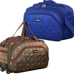 50 L Strolley Duffel Bag - Combo Set of 2, Unisex Travel Bags Light Weight Small Travel Duffel Bag - Brown, Blue - Regular Capacity-image-8