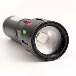 mz M033 (RECHARGEABLE LED METAL TORCH) Zoomable 80W, 6 Modes, 1200mAh Battery Torch image 2