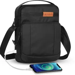 Black Men Sling Bag Sling Bag for Men & Women, Cross Body Side Bag with USB Port, Travel Bag (S8)-image-2