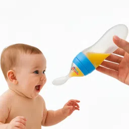 global duniya Silicone Squeeze Baby Feeder Bottles Easy Feeding with Spoon Tip Design COMBO - silicon image 2