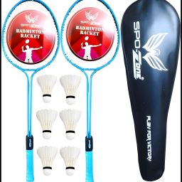 Double Shaft Badminton Racket Combo Kit Set Of 2 Racquet With Shuttlecock-82 Badminton Kit-image-1