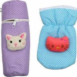 High Quality Dot print Cotton Bottle Cover zipper and pouch Purple,Blue-18