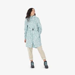 Women Waistbanded Rain Jacket with Storage Pouch Floral Print - NH150-6