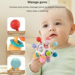 staranddaisy Soft Teeth Rattle Ball Toys, Classic Rattle and Teether Grasping Activity Teether image 3