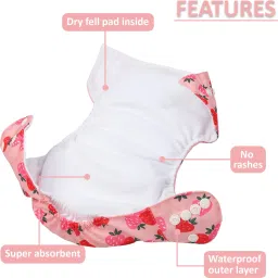 chinmay kids Cloth Diaper- Cute Prints, Freesize, Reusable, Washable, Adjustable Snap Buttons Cloth Diaper For Babies (0-36 Months Newborn) With Wet-Free Insert Pads/ Leak Proof & Dry Feel image 3