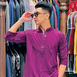 chirasvi Men Embroidered Cotton Rayon Straight Kurta-picture-4