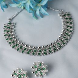Alloy Silver Green Jewel Set-12