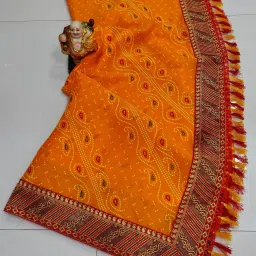 Printed Bandhani Georgette Saree-image-3