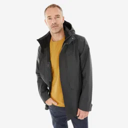 Men Full Zip Reinforced Rain Jacket with Zip Cover Flap Black - NH900-image-8