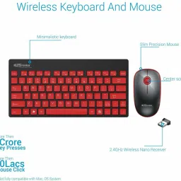 Portronics Key2-A Combo of Multimedia Wireless Keyboard & Mouse, Compact Light-Weight for PCs, Laptops and Smart TV, Black Wireless Laptop-size Multi-device Keyboard image 2