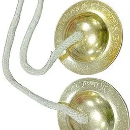 maga mart Handmade Brass Manjeera/Manjira Pair with Straps Kartal Instrument Kartal Instrument-picture-5