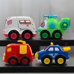 4 PcsToys Push and Go Toys Vehicles for Kids ambulence helicopter truck and car-23