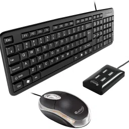Quantum Hi-Tech QHM 7403 WIRED KEYBOARD, QHM 222 WIRED MOUSE AND QHM 6633 (BLACK) 4 PORT USB HUB (COMBO) Combo Set image 3