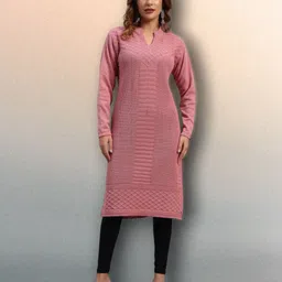 hemlock Women Self Design Wool Straight Kurta-picture-15