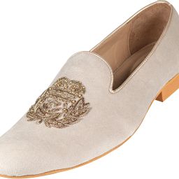Tanny Shoes Men's Velvet Material Off-White Slip On Ethnic Shoe Loafers For Men-image-53