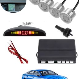 ccmm Silver Reverse 4Pcs Parking Sensor With Led Display/Buzzer For Car-223 Universal Silver Increased Safety 4pcs Sensor For Vehicle-223 Parking Sensor-picture-7